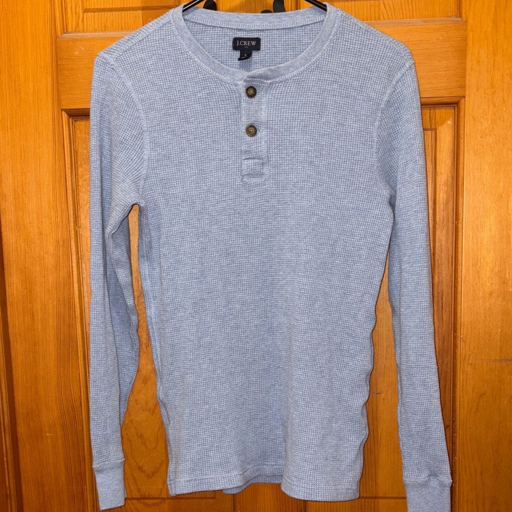 J. Crew Men's Blue Waffle Knit Henley